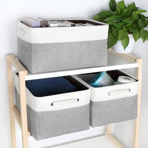 Fabric Storage Bins for Shelves, Rectangle Storage Basket, 3 Pack