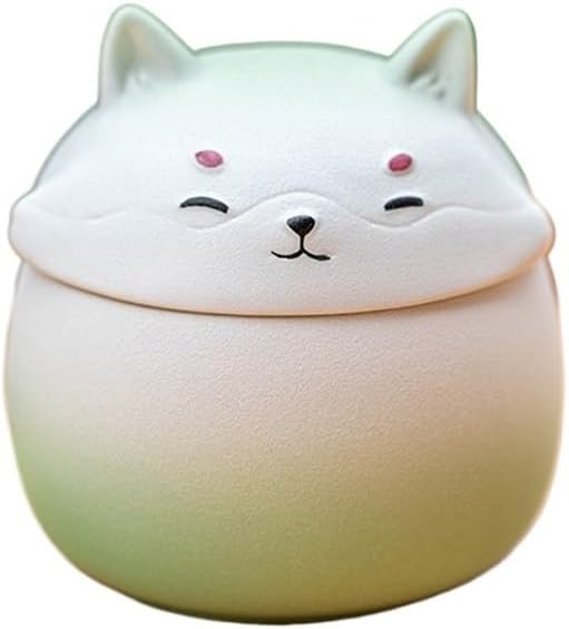 Storage Tank Shiba Inu Ceramic Ornaments, Coarse Pottery Jars, Cute Pet Tea Cans, Moisture-proof Sealed Tea Storage Cans Tea Storage Caddy(C)