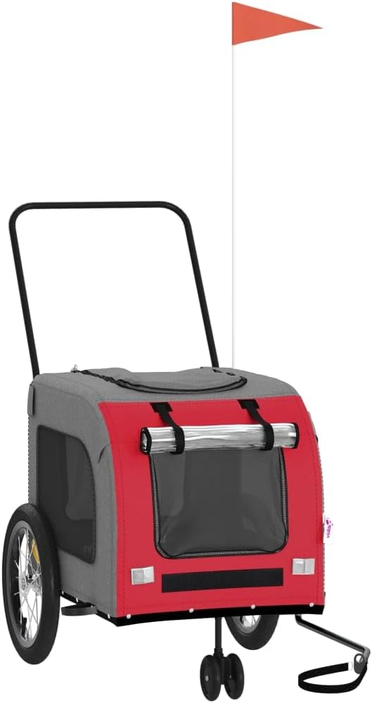 Pet Bike Trailer for Small Dogs, Foldable Bicycle Cargo Trailer with Iron Frame and Oxford Fabric, Orange and Gray