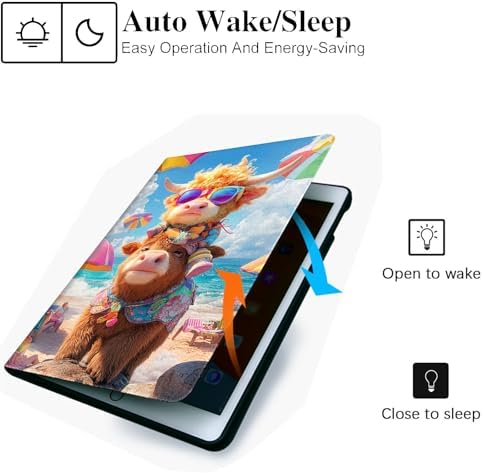 for Microsoft Surface Pro 7 Plus,Surface Pro 7/6/5/4 12.3" Tablet Case,Auto Wake/Sleep,Adjustable Stand Protective Cover - Cartoon Cow