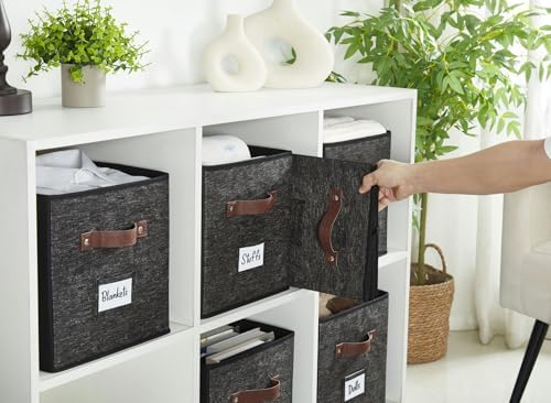 DECOMOMO Storage Bins, Cube Storage Bin with Labels