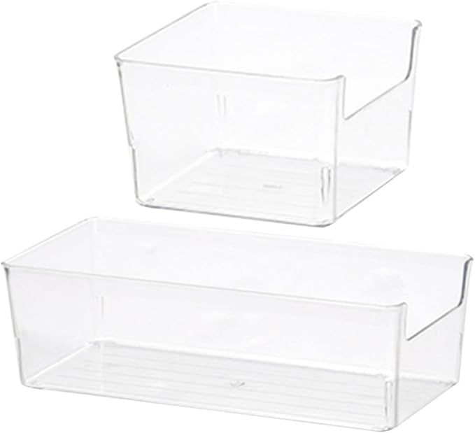 2pcs Pet Drawer Storage Boxes Small Medium Sundries Organizing Bins with Partition Dividers for Office Desk Accessories and Workspace Organization
