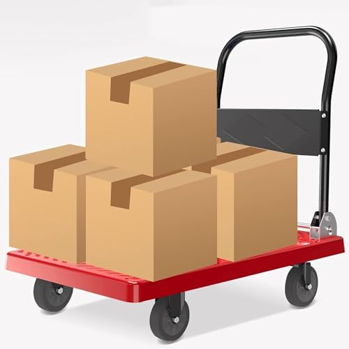 Heavy-Duty Folding Platform Cart - 4-Wheel Multi-Dimensional Hand Truck, Portable Plastic Trolley for Large Capacity Transport & Packing, Ideal for Home & Warehouse Use