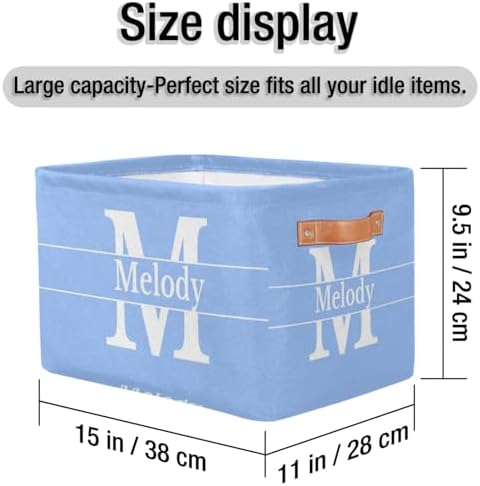 Custom Initial Letter Light Sky Blue Organizing Clothes Baskets