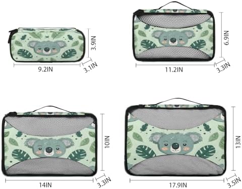 Koala 4 Set Packing Cubes Luggage Organizer Bags for Travel Accessories and Essentials, Cartoon Koala