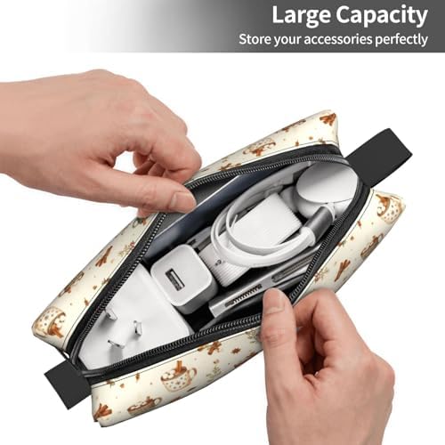 Hot Chocolate Mugs Makeup Bag for Women | Small Travel Cosmetic Pouch with Zipper, Compact Makeup Organizer Bag for Purse, Toiletries, Skincare & Daily Essentials