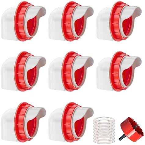 Chicken Feeders No Waste, DIY Automatic Poultry Feeder - 8 Ports Red