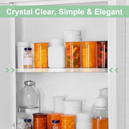 DERTE 2 Pack 13 Inch Acrylic Clear Medicine Cabinet Shelves 1/4 Inch Thick | Medicine Replacement Shelf for Wall Mounted and Hanging Cabinets Kitchen Living Room Bathroom