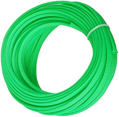 Bettomshin 1Pc 32.8Ft(10m) Cable Management Sleeve, 1/4"(6mm) Width PET Fluorescent Green Cord Protector, Wire Loom Tube Insulated Split Sleeving for USB Cable Power Cord Organizer Video Cable Hider