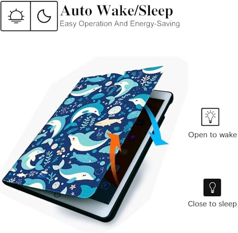 for Microsoft Surface Pro X/Pro X Plus-13 2019/2020/2021/2024 Tablet Case,Auto Wake/Sleep,Adjustable Stand Protective Cover - Ocean Dolphin