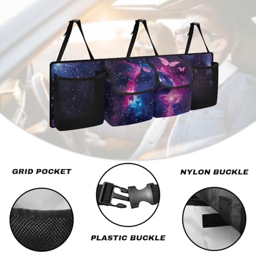 Cat and Butterfly Hanging Car Trunk Organizer Car Back Seat Storage Bag Auto Cargo Bag Collapsible Auto Interior Accessories for Sedans SUV Jeep Trucks MPV Van