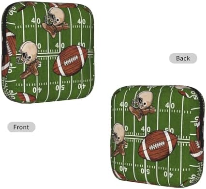 Reusable Compact Pad Bag for Women American Football Field And Ball, Polyester Feminine Care Pouch, Fits Purse for Travel Outdoor Activities