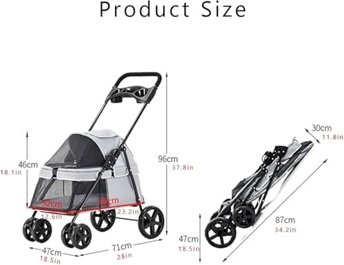 Small Pet Dog Pram Stroller for Cats with Cup Holder, Dog Strollers for Small Dogs Premium Stroller with Rain Cover, Breathable Pushchairs Pet Gear(Zebra)