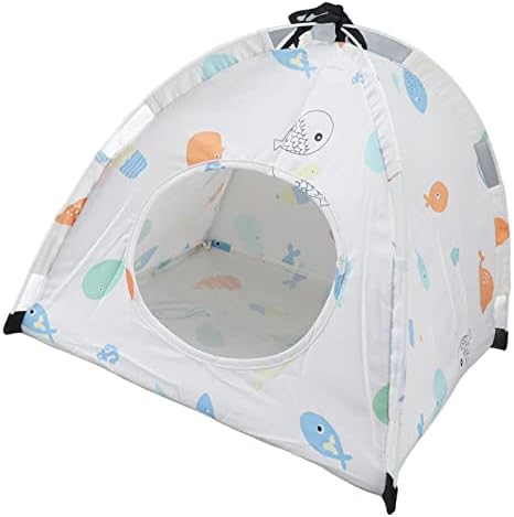 Omabeta Pet Tent Stylish Cartoon Print Portable Playpen for Cats and Small Pets 40 X 40 X 35cm Soft Fabric Washable