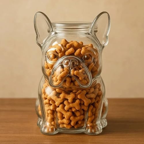 Pawfect Storage Chihuahua Shaped Glass Jar, Airtight Pet Treat and Candy Food Container, Creative Dog Theme Snack Holder for Kitchen Countertop Decor (C)