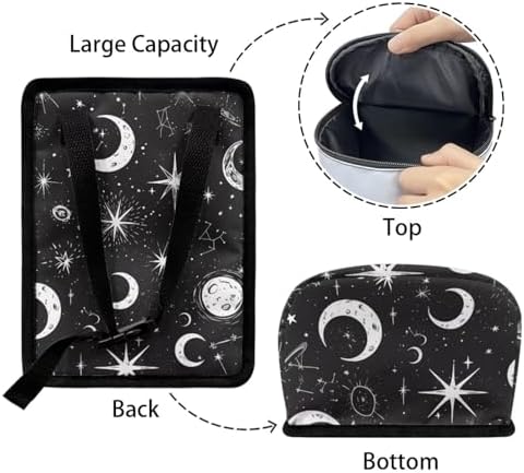 Moon and Star Car Trash Can with Lid - Leak Proof Car Trash Bag Hanging Waterproof Garbage Can - Multipurpose Storage Container for Back Seat Road Trip, Black
