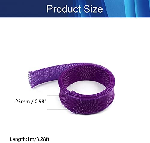 Jutagoss PET Expandable Braided Cable Sleeve, 3.28ft - 1 inch Purple Cable Management Sleeve, Wire Loom Tube Cord Protector for USB Cable, Power Cord, Audio Video and More, 1Pc