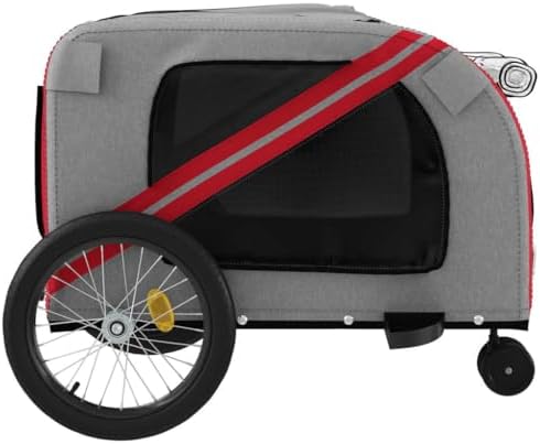 Pet Bike Trailer for Small Dogs, Foldable Bicycle Cargo Trailer with Suspension, Weather-Resistant Oxford Fabric and Iron Frame, Orange and Gray