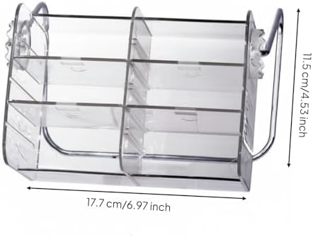 Desk Pen Holder Rotating Organizer Stationery Organizer Desktop Office Storage with Customizable Compartments and 360 Degree Rotation Transparent PET for dorm rooms office study, White