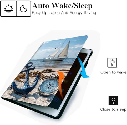 for Microsoft Surface Pro 8-13" 2021 Tablet Case,Auto Wake/Sleep,Adjustable Stand Protective Cover - Nautical Anchor Compass