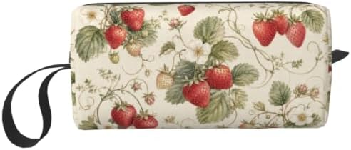 Strawberry Small Makeup Bag, 600D Oxford Cosmetic Pouch for Women | Strawberry Cosmetic Bag, Double-Sided Printed Toiletry Pouch with Foam Padding for Women, Travel, Gym, Weekend and Daily