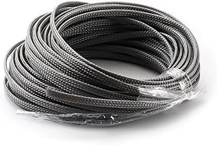 Bettomshin 1Pc 32.8Ft(10m) Cable Management Sleeve, 3/16"(4mm) Width PET Grey Cord Protector, Wire Loom Tube Insulated Split Sleeving for USB Cable Power Cord Organizer Video Cable Hider