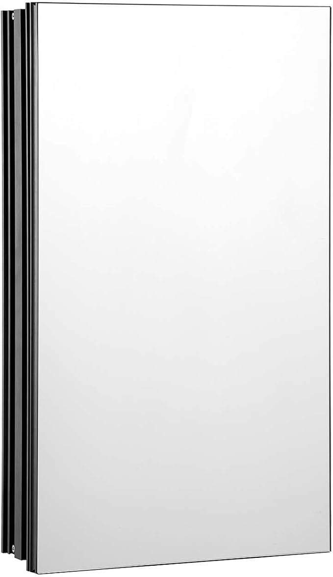 VEVOR Medicine Cabinet, 14 x 24 inches, Medicine Cabinet for Bathroom with Mirror, Aluminum Frame Bathroom Wall Cabinet, 2-Layer Adjustable Shelves, Recessed & Wall-Mounted Installation