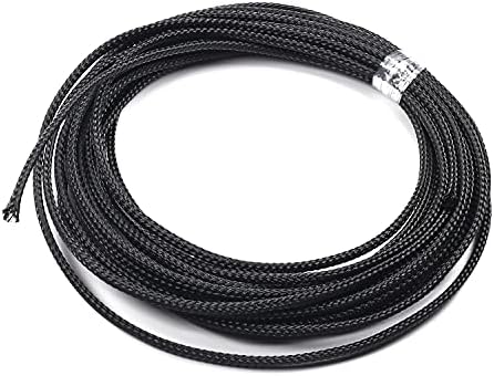 Bettomshin 1Pc 16.4Ft(5m) Cable Management Sleeve, 0.08"(2mm) Width PET Black Cord Protector, Wire Loom Tube Insulated Split Sleeving for USB Cable Power Cord Organizer Video Cable Hider