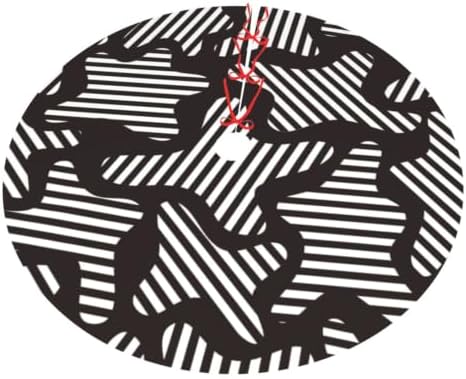 Christmas Tree Skirt, Soft Polyester Xmas Tree Skirts with Ribbon Ties, Rustic Farmhouse Holiday Party Decorations Illustration of Seamless Abstract Pattern 30"