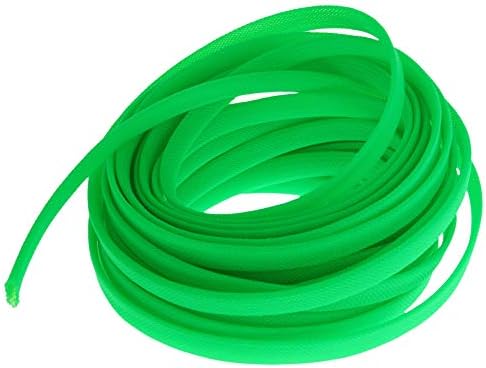 Bettomshin 1Pc 32.8Ft(10m) Cable Management Sleeve, 3/8"(10mm) Width PET Fluorescent Green Cord Protector, Wire Loom Tube Insulated Split Sleeving for USB Cable Power Cord Organizer Video Cable Hider