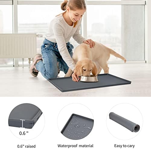 Silicone Dog Food Mat Waterproof Pet Feeding Tray for Small Medium Dogs