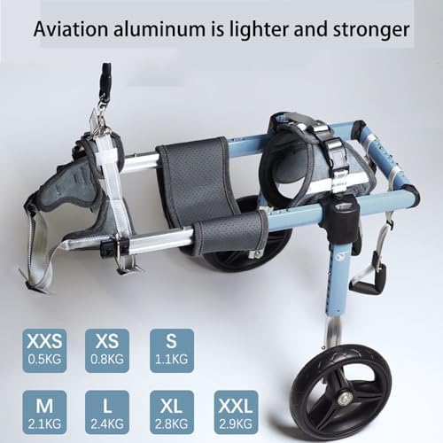Dog Wheelchair 2 Wheel Full Support - Dog Cart for Back Legs Fully Adjustable Pet Mobility Aid Aluminum Alloy Frame Senior Dog Outing