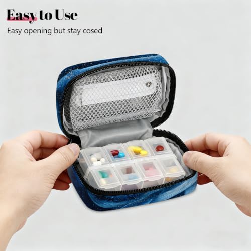 Travel Pill Organizer Blue Whale Starry Ocean Small Pill Case