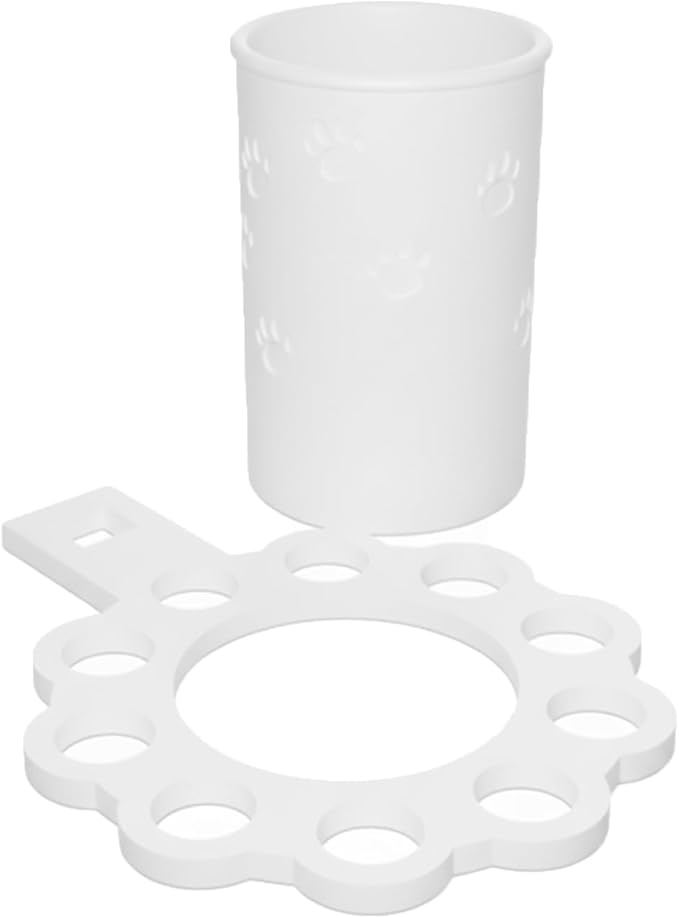 Pet Grooming Table Organizer for 20/22mm H-Bar Square Hole Grooming Tables Shear Holder with Removable Tool Tub (White)