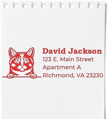 Personalized Munchkin Cat Return Address Stamp for Packages & Letters | Custom Self-Inking Mail Stamper with Feline Design | Handcrafted Rubber Postal Addressing Labels for Home & Business