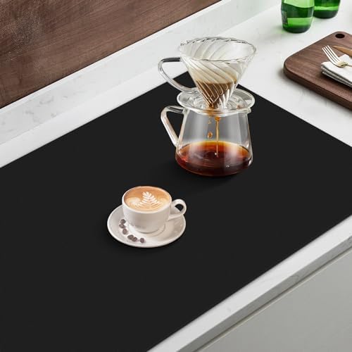 Coffee Mat Super Absorbent Dish Drying Mat Coffee Bar Mat 18"x 36", Black