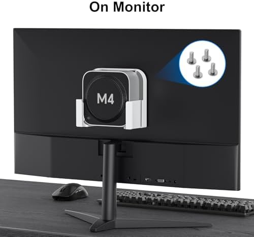 VESA Mount for Mac mini M4 with Storage Baskets – Wall & Monitor Mounting Bracket, Anti-Scratch & Non-Slip Design, Full Port Access, Compatible with VESA 75x75mm & 100x100mm, Not for M1/M2