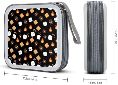 Portable CD/DVD Holder Marshmallow Cookie, 40-Capacity Hard Case with Zipper, Protective Storage Binder for Music Movies Game Discs