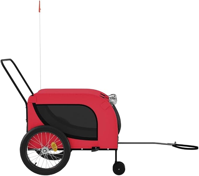 Pet Bike Trailer for Small Dogs, Foldable Bicycle Cargo Trailer with Mesh Windows and Reflectors, Sturdy Iron Frame Oxford Fabric Carrier, 49.2 x 24.8 x 26.0 in