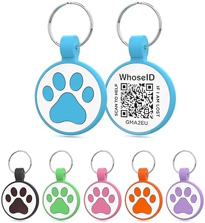 Personalized Dog Tag, Laser Engraving QR Code, Silicone Dog ID Tag, Pet Online Profile, Scan QR Code Send Location, Collar Harness Accessories (Medium to Large Breeds - 1.25", Blue)