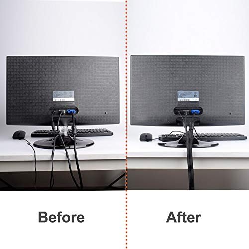 ZhiYo 6.6ft - 1/2 inch Cable Sleeve & Cable Management Box Black Bundle