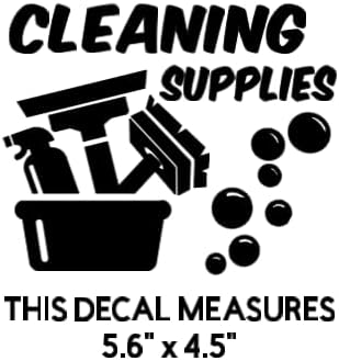 Storage Bin Organization Decals, Cleaning Supplies Style | Vinyl Label Stickers, Multiple Categories, Clear Vinyl Text, Plastic Bins Not Included