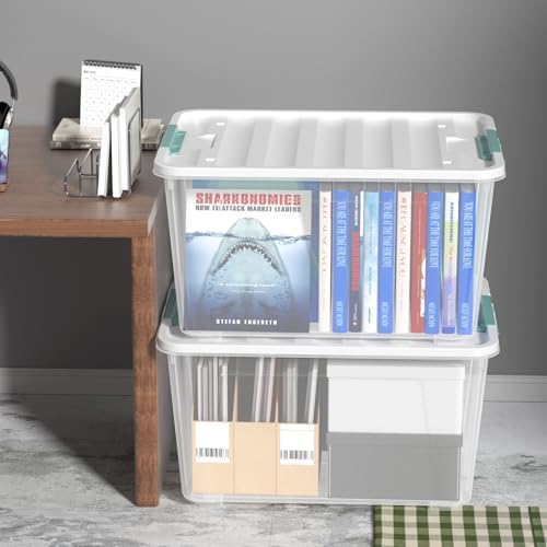 Zopnny 85-Qt Storage Box with Latching Lid, 2-Pack Stackable Large Bins