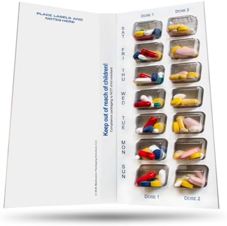 MPS MedPack 14 Compliance Pack - 7-Day 2-Pass (2-Doses Per Day) Disposable Multi-Med Blister Card Refill with 26 Cards & 26 Blisters