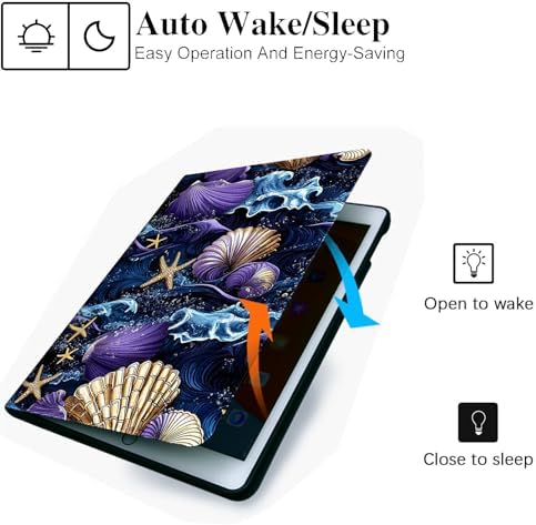for Microsoft Surface Pro 7 Plus,Surface Pro 7/6/5/4 12.3" Tablet Case,Auto Wake/Sleep,Adjustable Stand Protective Cover - Ocean Shell Starfish