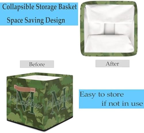 Personalized Storage Baskets for Organizing, Foldable Storage Bins with Handles Custom Cute Basket for Boys, Girls, Pet, Clothes, Blanket, Bedroom Nursery Toy Storage Gift,13 x13 x13 In,Camouflage