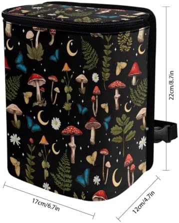 Hanging Garbage Bin Mushroom Butterfly Floral Cute Car Accessories Multipurpose Trash Bin Decoration Car Interior for Women Men