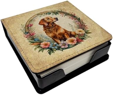 Caroline's Treasures Chesapeake Bay Retriever and Flowers PU Leather Note Paper Holder with Artist-Designed Cover, Desk Accessory, Office Gift