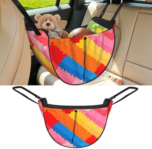 Color Stair Car Seat Organizer-Backseat Storage Bag for Travel | Waterproof Durable. Holds Snacks Gear Essentials. Fits Most Cars.