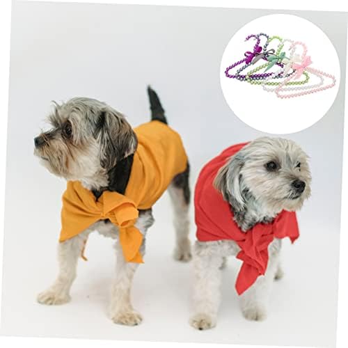 COLLBATH 5pcs Pet Clothes Hangers Bowknot Stylish Beaded Dog Apparel Holders White Green Violet Gray and Practical Pet Clothing Organizers